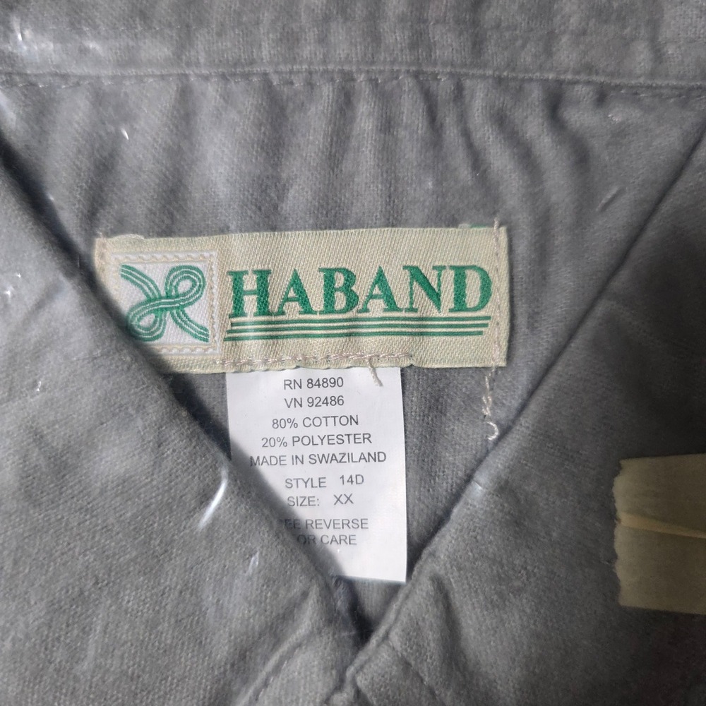 Haband Mens XX Button Up Shirt Grey Solid Classic Cotton Blend 14D NIP - Picture 2 of 5
